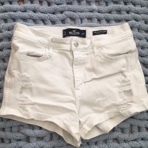 White Hollister hi-rise jean shorts